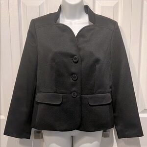 Jones Wear Black Lined Textured Blazer Size 8